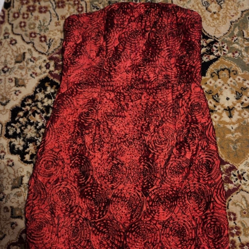 Jessica McClintock red strapless dress